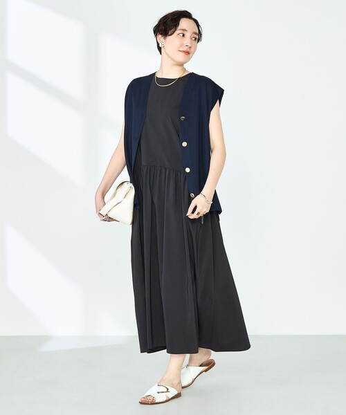 【新品未使用】NOLLEY'S ワンピース ドレス セール】撥水ストレッチタフタギャザーワンピース（ワンピース