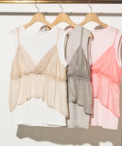 Unitage（ユニテージ）の「シアービスチェセットTOPS（Tシャツ/カットソー・レディース・ライトグレー/ピンク/アイボリー・FREE）」の4枚目の写真