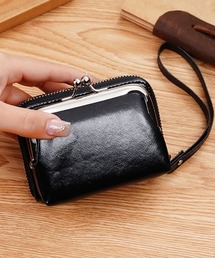 N25 ブラック がま口 財布 革製 N25 レザーがま口ウォレット（ブラック・中）