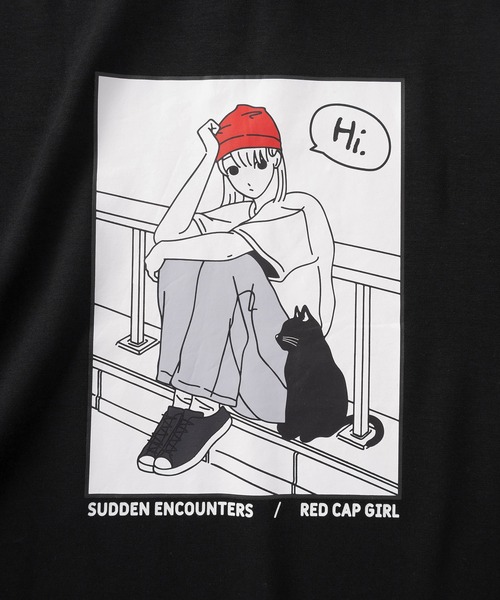 Red Cap Girl(レッドキャプガール)の「【70】【Red Cap Girl/レッドキャップガール】ガールイラスト フード配色 ポンチパーカー 接触冷感 オーバーサイズ バックプリント ユニセックス 推し活(パーカー・メンズ・ブルー/ピンク/ブラック/ホワイト/チャコールグレー・M/L)」の13枚目の写真