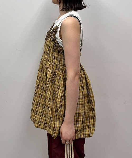 CIAOPANIC(チャオパニック)の「フリルチェックバルーンキャミビスチェ(キャミソール・レディース・イエロー/ネイビー/レッド・ONE SIZE)」の20枚目の写真