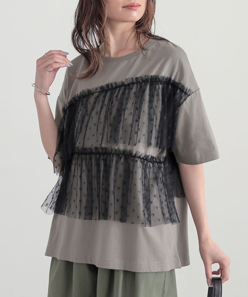 n'OrLABEL(ノアールレーベル)の「ドットチュールドッキングカットソー(Tシャツ/カットソー・レディース・ブラック/カーキ/ブルー・1/2)」の14枚目の写真