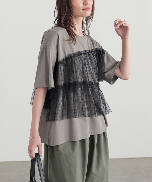 n'OrLABEL(ノアールレーベル)の「ドットチュールドッキングカットソー(Tシャツ/カットソー・レディース・ブラック/カーキ/ブルー・1/2)」の17枚目の写真
