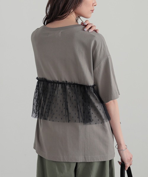 n'OrLABEL(ノアールレーベル)の「ドットチュールドッキングカットソー(Tシャツ/カットソー・レディース・ブラック/カーキ/ブルー・1/2)」の16枚目の写真