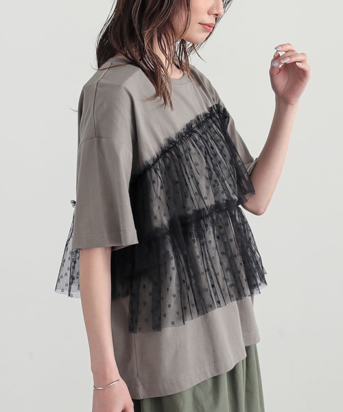n'OrLABEL(ノアールレーベル)の「ドットチュールドッキングカットソー(Tシャツ/カットソー・レディース・ブラック/カーキ/ブルー・1/2)」の15枚目の写真
