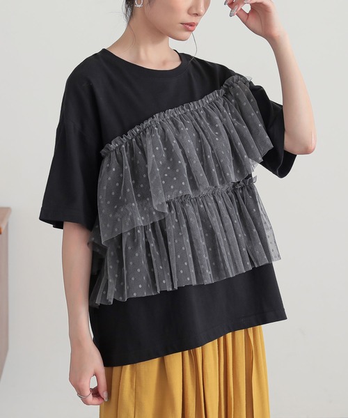 n'OrLABEL(ノアールレーベル)の「ドットチュールドッキングカットソー(Tシャツ/カットソー・レディース・ブラック/カーキ/ブルー・1/2)」の20枚目の写真