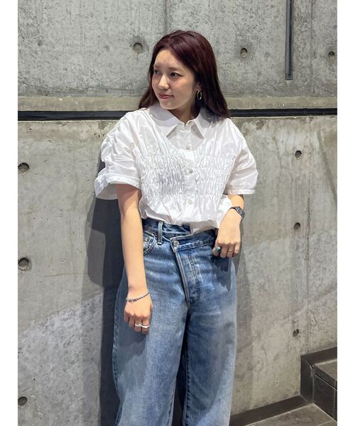 Ungrid（アングリッド）の「ハーフスリーブギャザーシャツ（シャツ/ブラウス・レディース・パープル/ブルー/オフホワイト/イエロー・FREE）」の16枚目の写真