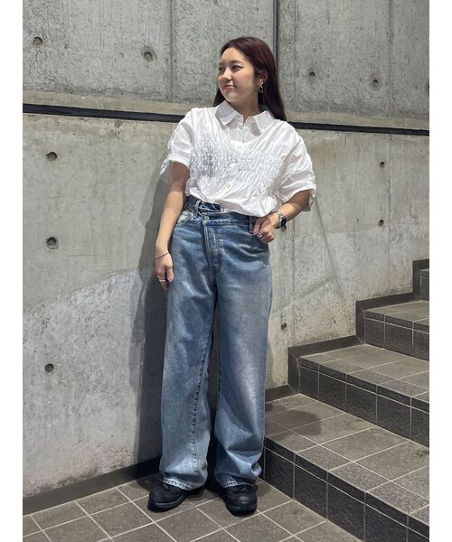 Ungrid（アングリッド）の「ハーフスリーブギャザーシャツ（シャツ/ブラウス・レディース・パープル/ブルー/オフホワイト/イエロー・FREE）」の19枚目の写真