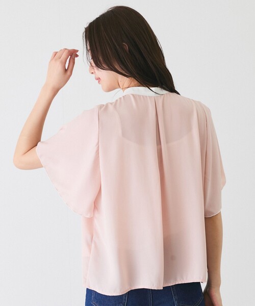 Jayro(ジャイロ)の「フロントタックバイカラーデザインラッフルスリーブブラウス(シャツ/ブラウス・レディース・グレー/サックスブルー/ホワイト系その他/ネイビー/ピンク系その他2・M)」の16枚目の写真