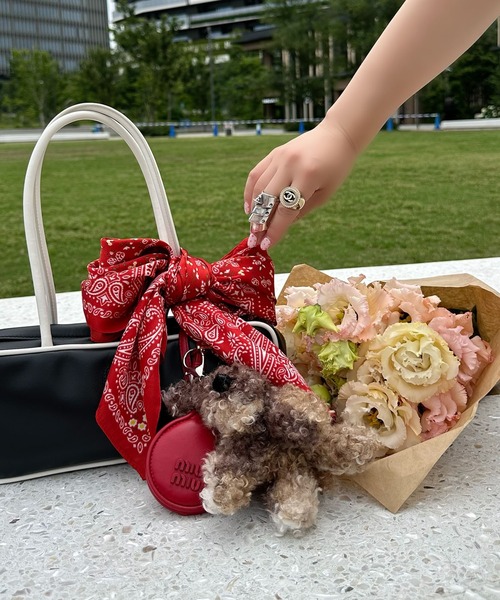 犬のあみぐるみ（キーホルダー、ミニバッグ、リボン、お花付き）　1体1190円 ボサちゃん（犬のぬい）（キーホルダー）｜Alley Tokyo（アリー