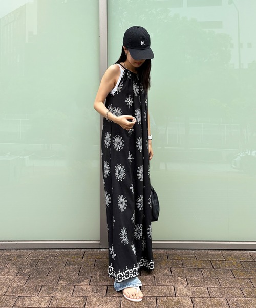 ISOOK / アイスー】ホルターネックリゾートワンピ / 柄ワンピ キャミ