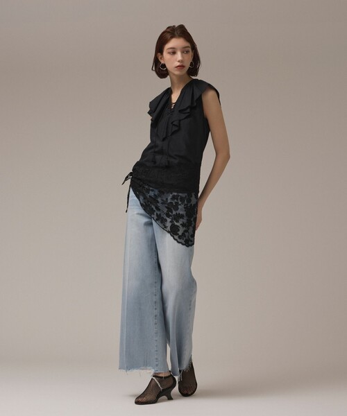 GRACE CONTINENTAL（グレースコンチネンタル）の「レースバブーシュカ（ストール/ショール・レディース・キナリ/ブラック・FREE）」の11枚目の写真