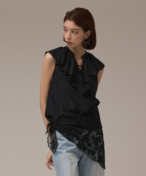 GRACE CONTINENTAL（グレースコンチネンタル）の「レースバブーシュカ（ストール/ショール・レディース・キナリ/ブラック・FREE）」の12枚目の写真