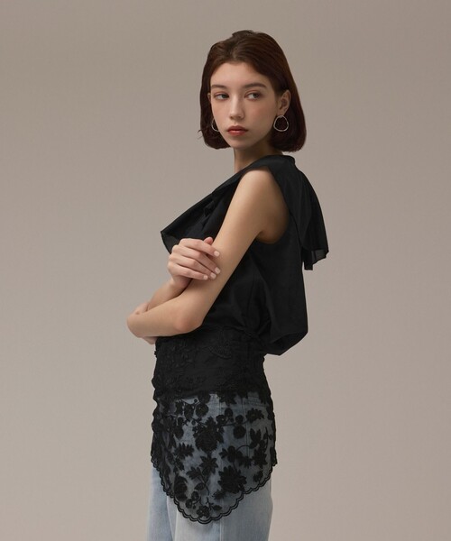 GRACE CONTINENTAL（グレースコンチネンタル）の「レースバブーシュカ（ストール/ショール・レディース・キナリ/ブラック・FREE）」の13枚目の写真