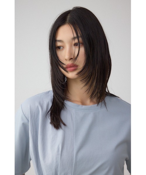 AZUL by moussy(アズールバイマウジー)の「フハクドッキングドロストトップス(Tシャツ/カットソー・レディース・オフホワイト/ブラック/ライトブルー・FREE)」の14枚目の写真