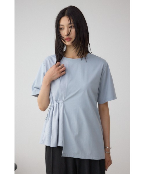 AZUL by moussy(アズールバイマウジー)の「フハクドッキングドロストトップス(Tシャツ/カットソー・レディース・オフホワイト/ブラック/ライトブルー・FREE)」の13枚目の写真