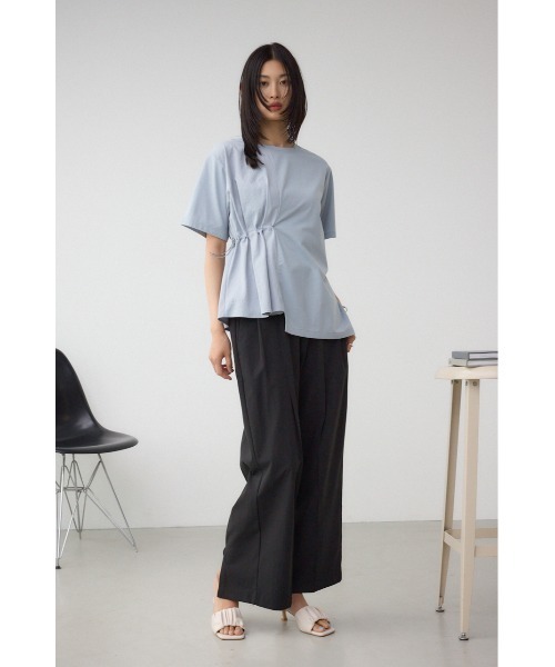 AZUL by moussy(アズールバイマウジー)の「フハクドッキングドロストトップス(Tシャツ/カットソー・レディース・オフホワイト/ブラック/ライトブルー・FREE)」の12枚目の写真