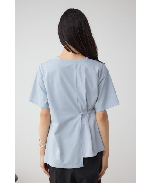 AZUL by moussy(アズールバイマウジー)の「フハクドッキングドロストトップス(Tシャツ/カットソー・レディース・オフホワイト/ブラック/ライトブルー・FREE)」の9枚目の写真