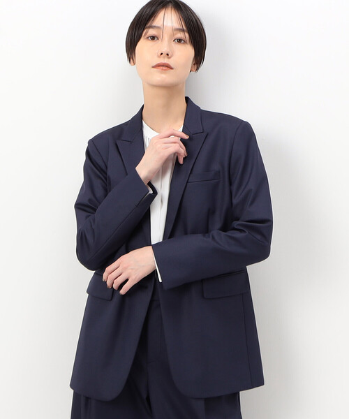 COMME CA(コムサ)の「【セットアップ対応】ポリエステルストレッチカレンダー ジャケット(スーツジャケット・レディース・ボルドー/ネイビー/グリーン・9号)」の2枚目の写真