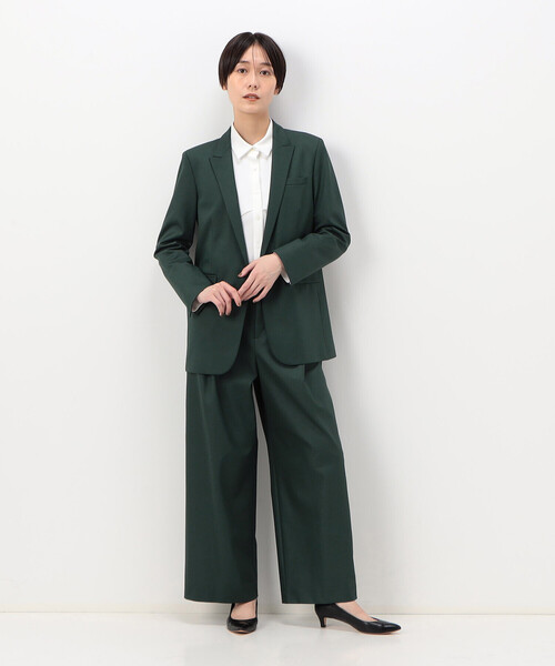 COMME CA(コムサ)の「【セットアップ対応】ポリエステルストレッチカレンダー ジャケット(スーツジャケット・レディース・ボルドー/ネイビー/グリーン・9号)」の4枚目の写真