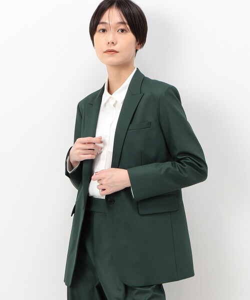 COMME CA(コムサ)の「【セットアップ対応】ポリエステルストレッチカレンダー ジャケット(スーツジャケット・レディース・ボルドー/ネイビー/グリーン・9号)」の5枚目の写真