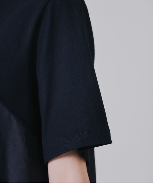 DOLLUPOOPS（ドールアップウップス）の「サイド異素材切替フレアートップス（Tシャツ/カットソー・レディース・オフホワイト/ブラック・38）」の3枚目の写真