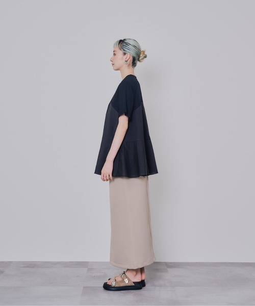 DOLLUPOOPS（ドールアップウップス）の「サイド異素材切替フレアートップス（Tシャツ/カットソー・レディース・オフホワイト/ブラック・38）」の11枚目の写真