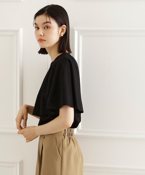 THE SHOP TK (ザ ショップ ティーケー )の「アシメケープ風プルオーバー【接触冷感/洗濯機OK】(Tシャツ/カットソー・レディース・ブラック/オフホワイト/スミクロ・13/12)」の12枚目の写真