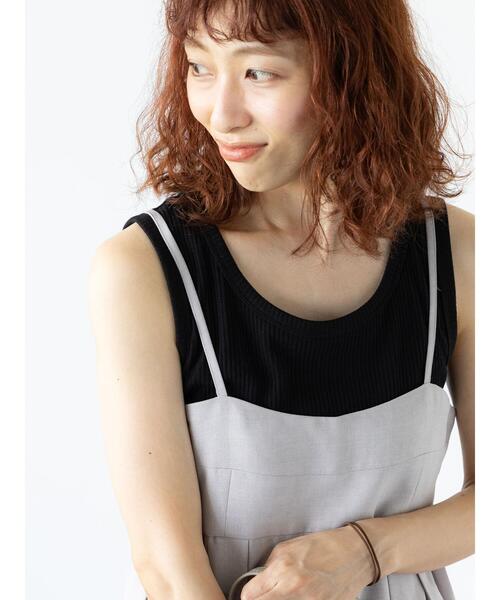 Lugnoncure（ルノンキュール）の「【抗菌防臭】リブクルーネックタンクトップ（タンクトップ・レディース・オフホワイト/ブラック/ベージュ・F）」の3枚目の写真