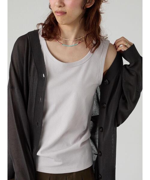 Lugnoncure（ルノンキュール）の「【抗菌防臭】リブクルーネックタンクトップ（タンクトップ・レディース・オフホワイト/ブラック/ベージュ・F）」の6枚目の写真