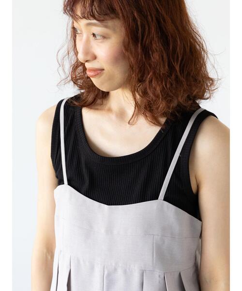 Lugnoncure（ルノンキュール）の「【抗菌防臭】リブクルーネックタンクトップ（タンクトップ・レディース・オフホワイト/ブラック/ベージュ・F）」の8枚目の写真