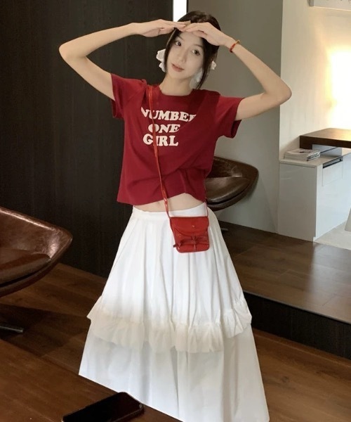 FUNdaysion(ファンデイション)の「ロゴショート丈半袖Tシャツ(Tシャツ/カットソー・レディース・レッド/ホワイト/イエロー・M)」の17枚目の写真