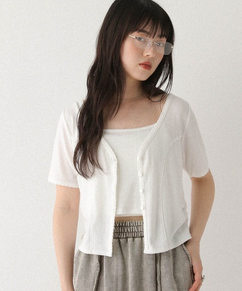 Heather(ヘザー)の「パターンメッシュ2PTEE 576435(Tシャツ/カットソー・レディース・オフホワイト/ブラック/グレー・FREE)」の7枚目の写真