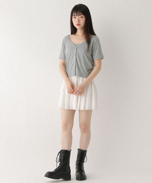 Heather(ヘザー)の「パターンメッシュ2PTEE 576435(Tシャツ/カットソー・レディース・オフホワイト/ブラック/グレー・FREE)」の15枚目の写真