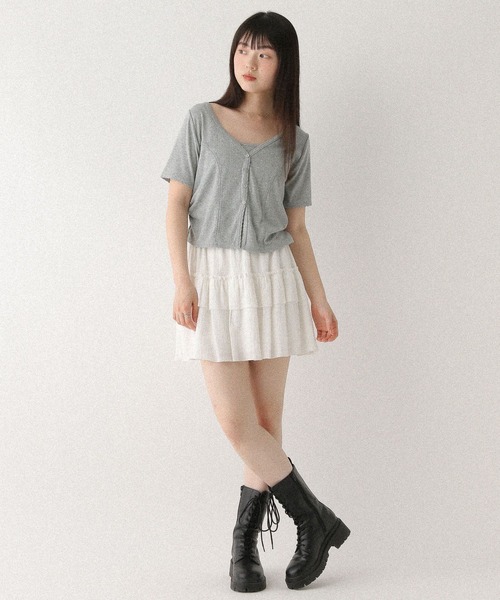 Heather(ヘザー)の「パターンメッシュ2PTEE 576435(Tシャツ/カットソー・レディース・オフホワイト/ブラック/グレー・FREE)」の16枚目の写真