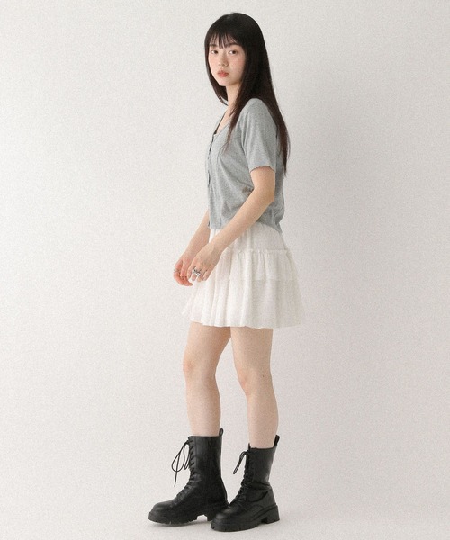 Heather(ヘザー)の「パターンメッシュ2PTEE 576435(Tシャツ/カットソー・レディース・オフホワイト/ブラック/グレー・FREE)」の17枚目の写真