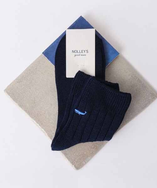 NOLLEY’S（ノーリーズ）の「【OCTAVE OCTAVE/オクターブ オクターブ】別注クジラクォーターリブソックス（ソックス/靴下・メンズ・ネイビー/オフホワイト/ブラック系その他/ブルー系その他・FREE）」の3枚目の写真