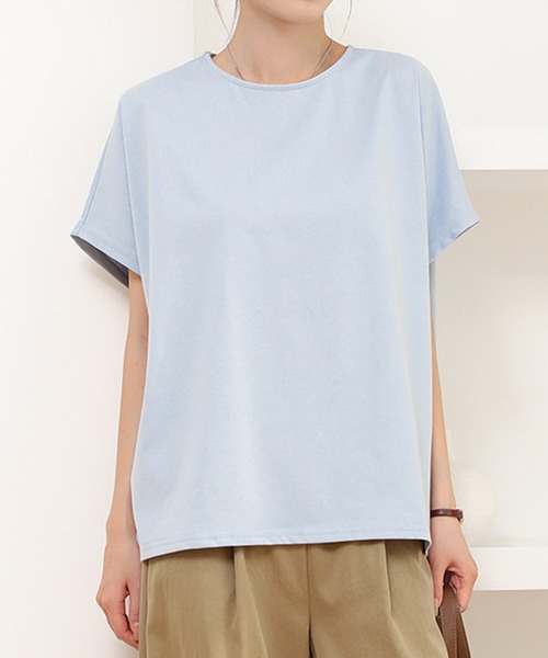 Cinderella(シンデレラ)の「トップス レディース カジュアル Tシャツ カットソー ドルマンスリーブ 綿100% 夏 春 半袖 五分袖 シンプル 無地 上品 きれいめ かわいい おしゃれ 黒 ブラック 青 ボーダー キャメル 茶色 コーヒー クリーム ネイビー 紺 ホワイト 白(Tシャツ/カットソー・レディース・キャメル/ダークブラウン/ホワイト/その他1/ネイビー/ブルー/クリーム/ブラック・LARGE/MEDIUM)」の1枚目の写真