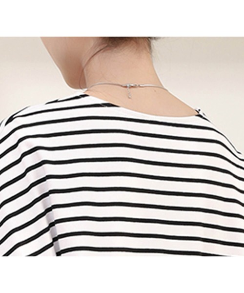 Cinderella(シンデレラ)の「トップス レディース カジュアル Tシャツ カットソー ドルマンスリーブ 綿100% 夏 春 半袖 五分袖 シンプル 無地 上品 きれいめ かわいい おしゃれ 黒 ブラック 青 ボーダー キャメル 茶色 コーヒー クリーム ネイビー 紺 ホワイト 白(Tシャツ/カットソー・レディース・キャメル/ダークブラウン/ホワイト/その他1/ネイビー/ブルー/クリーム/ブラック・LARGE/MEDIUM)」の18枚目の写真