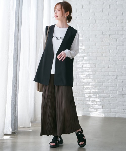 ikka(イッカ)の「さらっとプリーツワイドパンツ(その他パンツ・レディース・ダークブラウン/モカ/ダークグレー・M/L/S)」の10枚目の写真