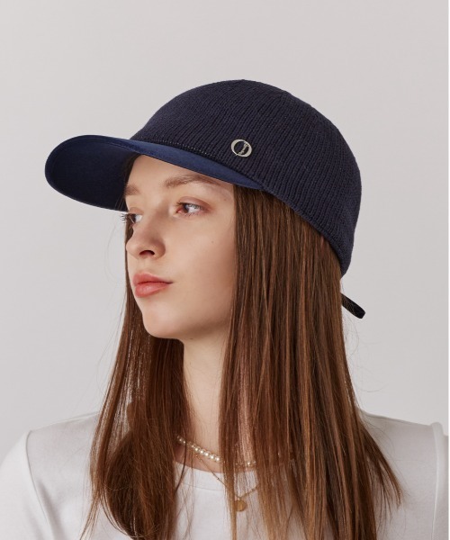 Chapeau d' O（シャポードオー）の「Chapeau d' O  TM Knit x Velour Cap / シャポードオー（キャップ・レディース・ネイビー/ライトベージュ・M/57.5cm）」の2枚目の写真