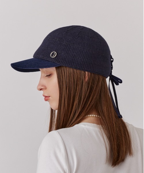Chapeau d' O（シャポードオー）の「Chapeau d' O  TM Knit x Velour Cap / シャポードオー（キャップ・レディース・ネイビー/ライトベージュ・M/57.5cm）」の12枚目の写真