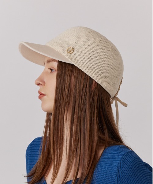 Chapeau d' O（シャポードオー）の「Chapeau d' O  TM Knit x Velour Cap / シャポードオー（キャップ・レディース・ネイビー/ライトベージュ・M/57.5cm）」の4枚目の写真