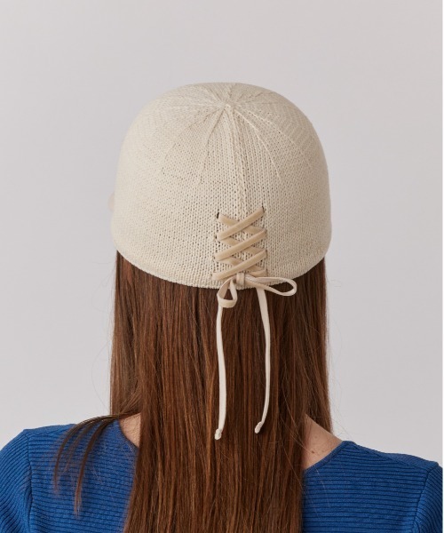 Chapeau d' O（シャポードオー）の「Chapeau d' O  TM Knit x Velour Cap / シャポードオー（キャップ・レディース・ネイビー/ライトベージュ・M/57.5cm）」の6枚目の写真