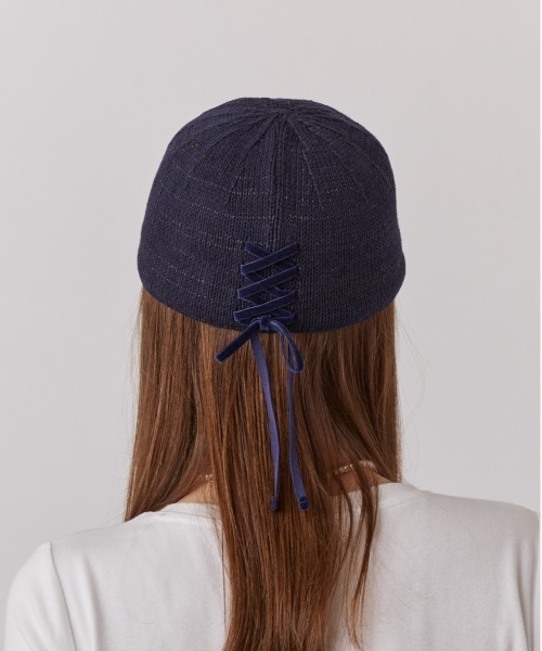 Chapeau d' O（シャポードオー）の「Chapeau d' O  TM Knit x Velour Cap / シャポードオー（キャップ・レディース・ネイビー/ライトベージュ・M/57.5cm）」の13枚目の写真