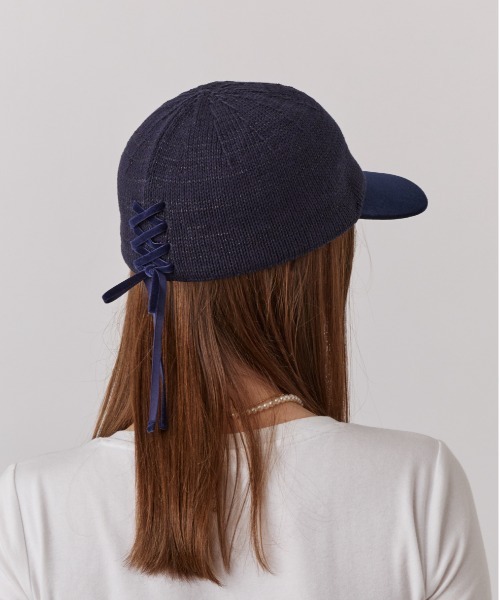 Chapeau d' O（シャポードオー）の「Chapeau d' O  TM Knit x Velour Cap / シャポードオー（キャップ・レディース・ネイビー/ライトベージュ・M/57.5cm）」の14枚目の写真