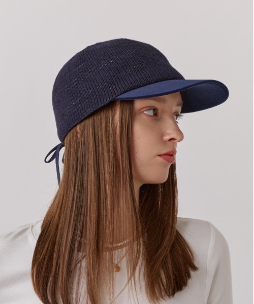 Chapeau d' O（シャポードオー）の「Chapeau d' O  TM Knit x Velour Cap / シャポードオー（キャップ・レディース・ネイビー/ライトベージュ・M/57.5cm）」の15枚目の写真