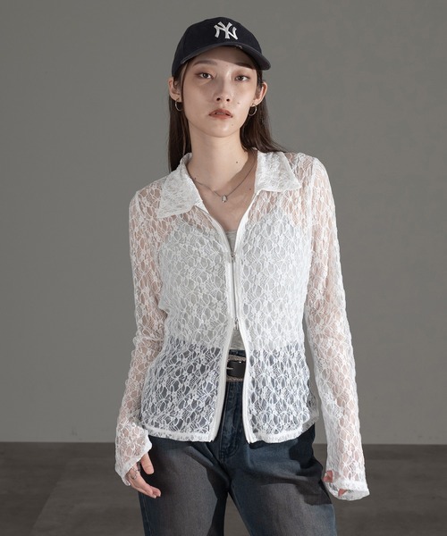 apres jour mignon(アプレジュールミニョン)の「襟付きレースシャツ【ZOZOTOWN限定アイテム】(シャツ/ブラウス・レディース・ブラウン系その他/オフホワイト/ブラック・X-LARGE/フリー)」の13枚目の写真