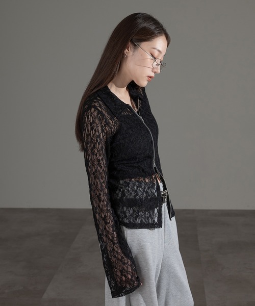 apres jour mignon(アプレジュールミニョン)の「襟付きレースシャツ【ZOZOTOWN限定アイテム】(シャツ/ブラウス・レディース・ブラウン系その他/オフホワイト/ブラック・X-LARGE/フリー)」の21枚目の写真
