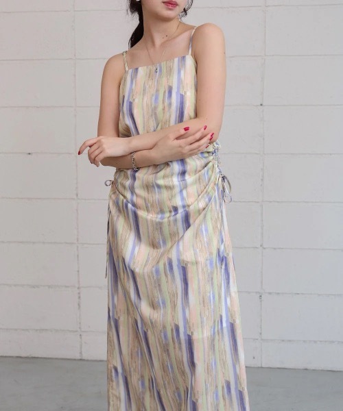 Bab(バブ)の「【S・Mサイズ展開】ウエストホールプリントワンピース(ワンピース・レディース・ブラック/パープル・MEDIUM/SMALL)」の5枚目の写真
